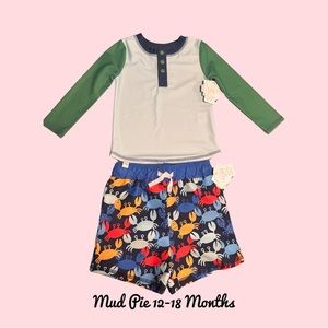🎁NEW- Boys Mud Pie Boys with UPF 50+ - perfect little ⛱️‎ swim shirt set🏝️☀️